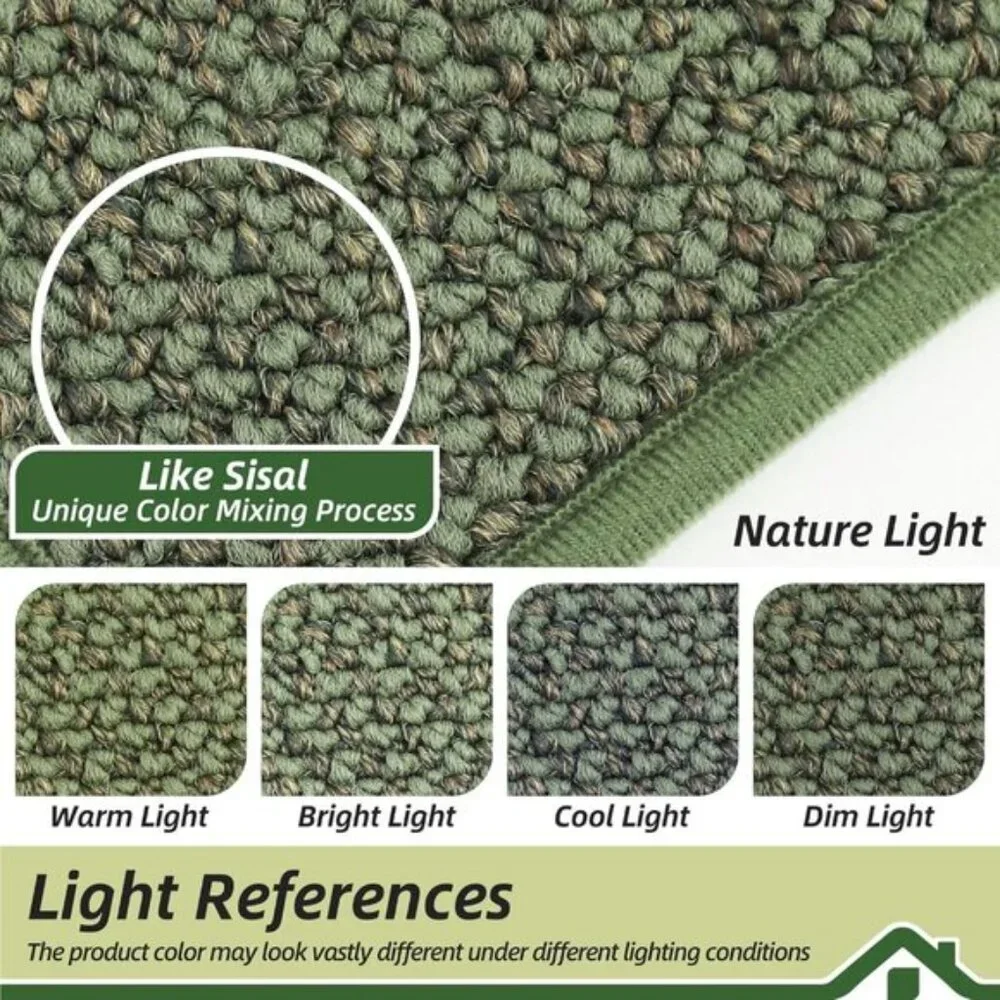 New Set of 2 Green Kitchen Rug, Non-Slip, Absorbent, Washable, Stain-Resistant